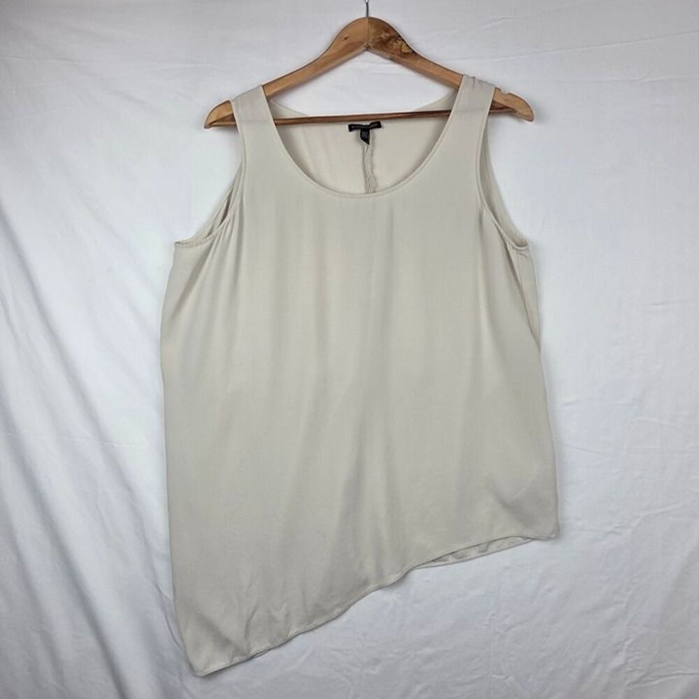 Eileen Fisher Asymetrical Silk Blouse Shell Top Quiet Luxury Elevated Basics